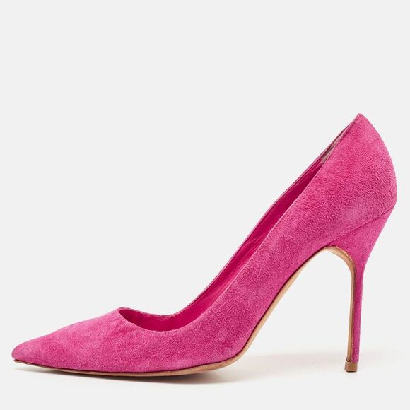 Manolo Blahnik Shoes - Manolo Blahnik Pink Suede Bb Pointed Toe Pumps Size 39